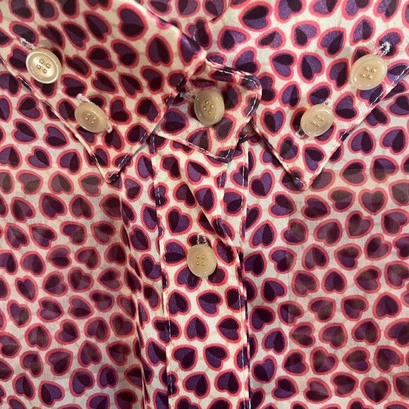 Silk Puff Sleeve Button Down Shirt - Picture 4 of 9
